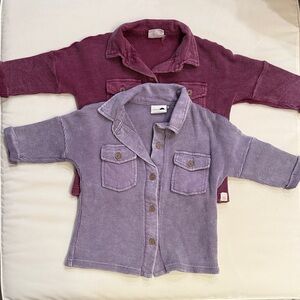 Kids' Button-Up Shirts in Purple and Maroon
